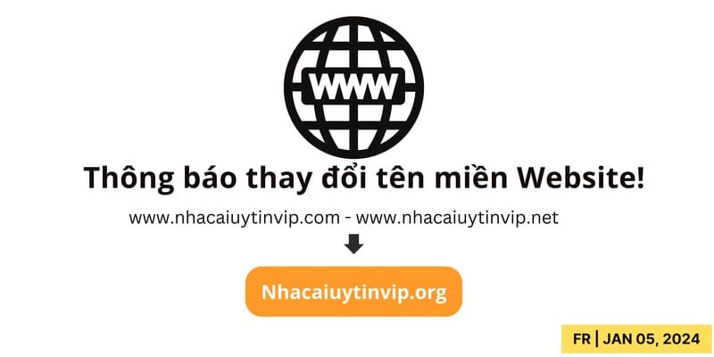 Thông báo thay đổi tên miền Website Nhà Cái Uy Tín VIP